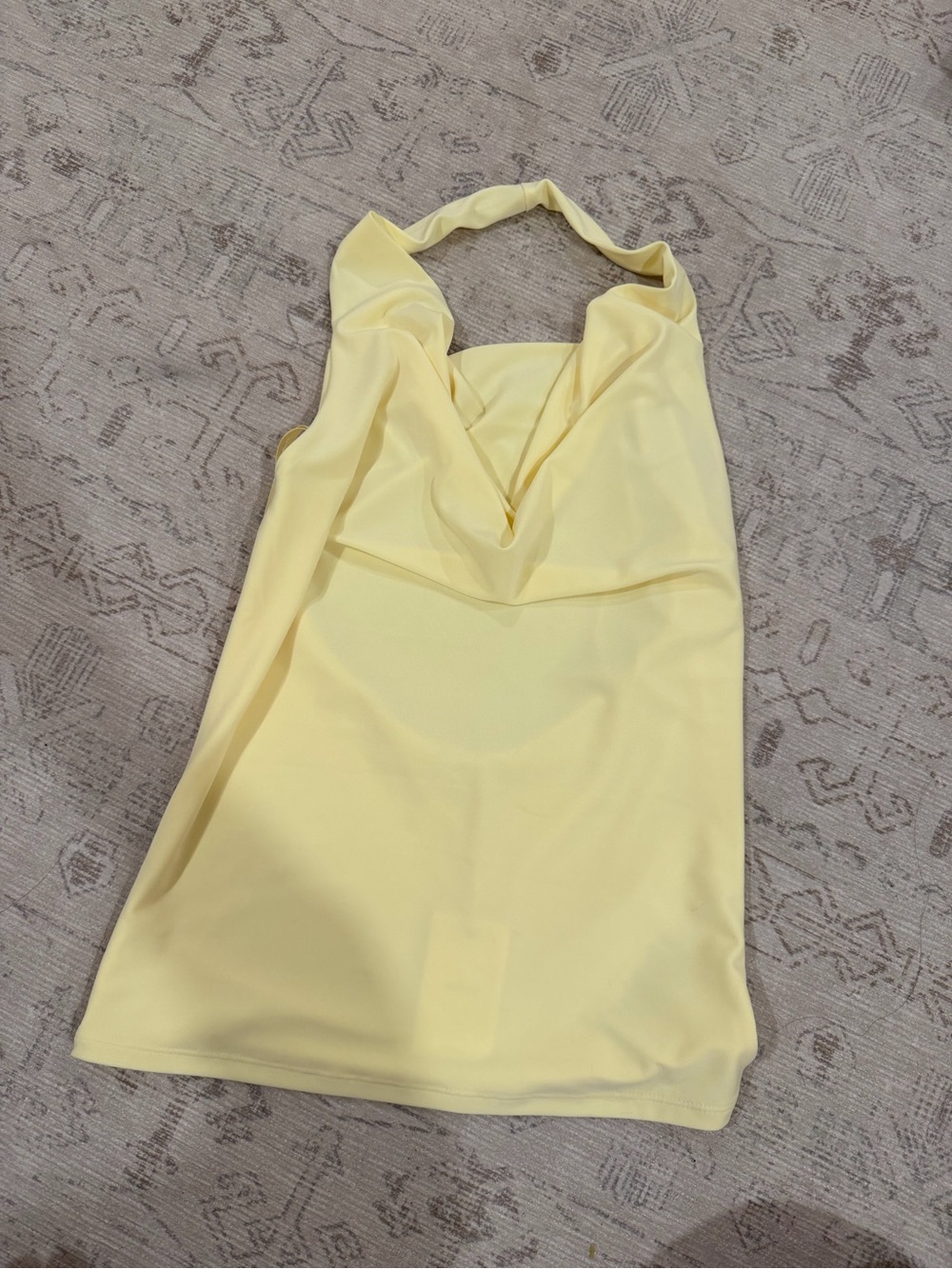 Aritzia Tableau Halter Cowl Neck Mini Dress in Pale Yellow